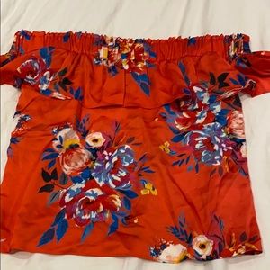 New Express off the shoulder flower blouse medium